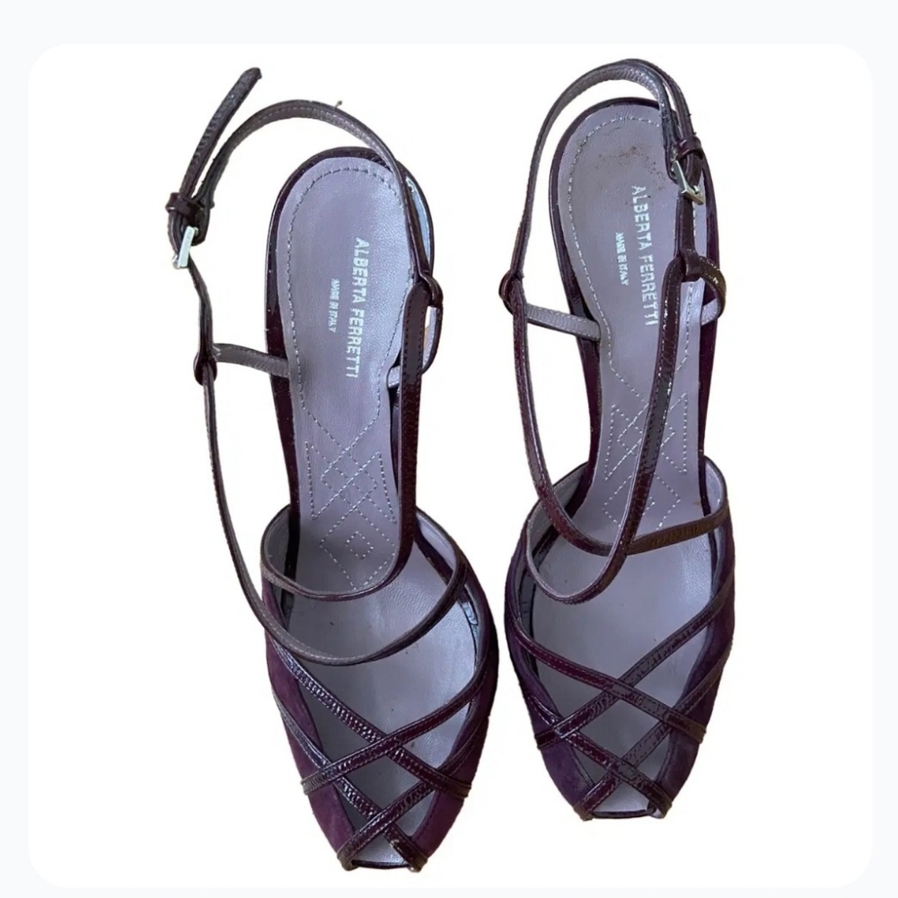 ​BRAND NEW Alberta Ferretti Strappy Peep-Toe Heels - All Leather (No Box)
